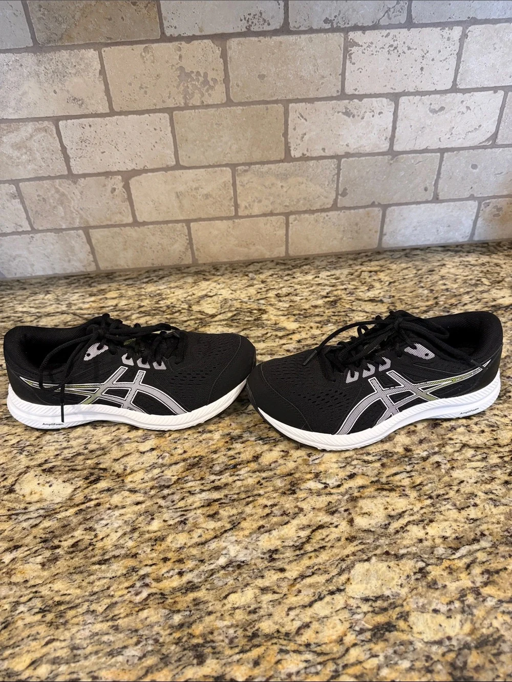 Asics Black Athletic Running Shoes with White and Lime Accents